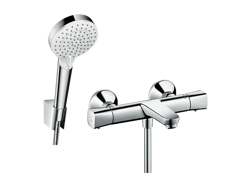 Douchette à main HANSGROHE Crometta + Mitigeur thermostatique bain douche Ecostat