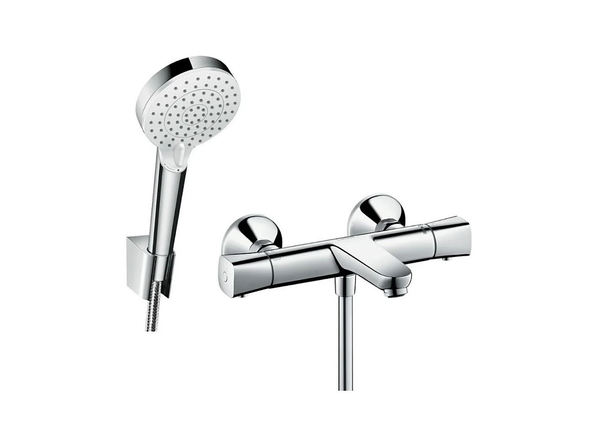 Douchette à main HANSGROHE Crometta + Mitigeur thermostatique bain douche Ecostat