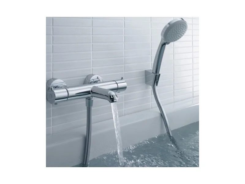 Douchette à main HANSGROHE Crometta + Mitigeur thermostatique bain douche Ecostat