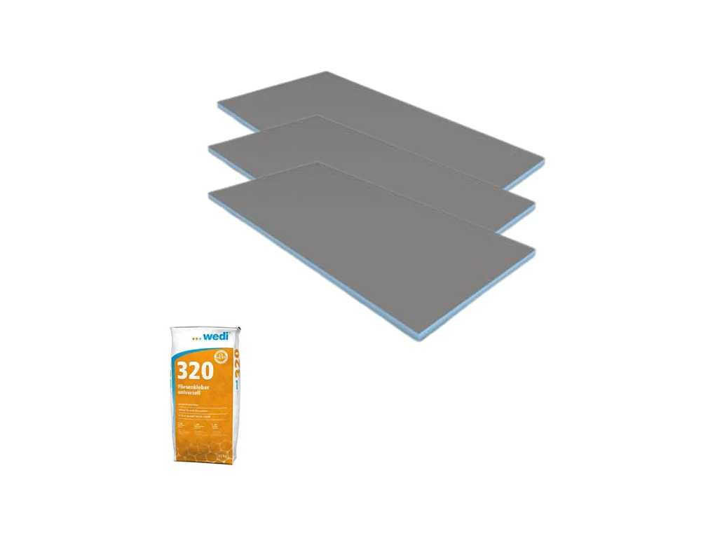Pack 3 panneaux de construction WEDI 125 x 60 x 5 cm + colle à carrelage universelle 320