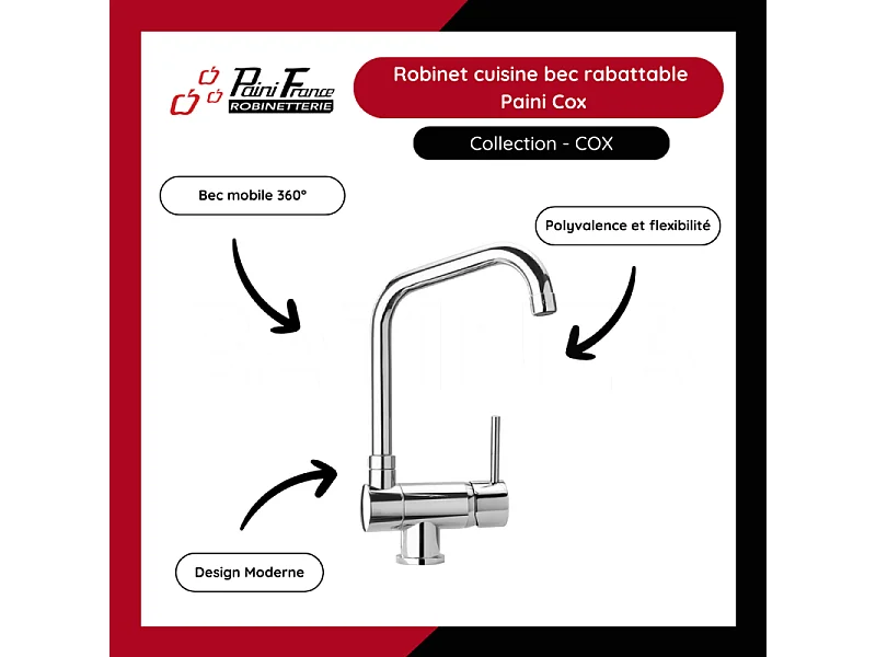 PAINI Mitigeur cuisine Cox rabattable Bec haut chrome