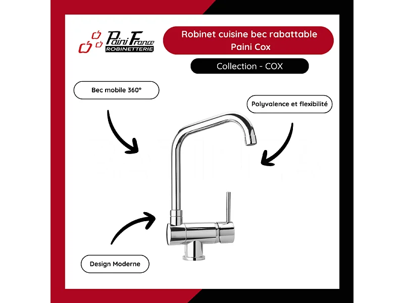 PAINI Mitigeur cuisine Cox rabattable Bec haut chrome