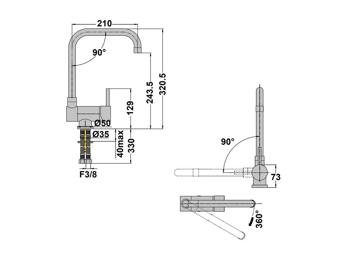 PAINI Mitigeur cuisine Cox rabattable Bec haut chrome