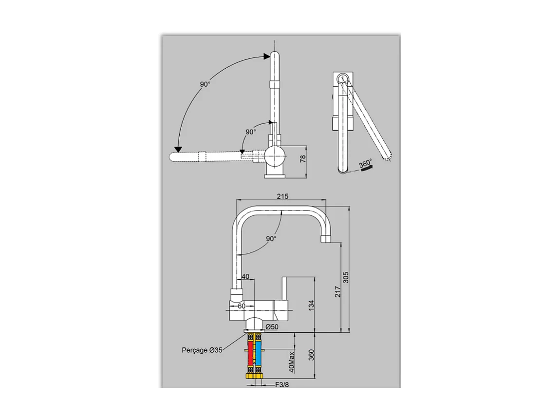 Robinet cuisine bec rabattable Paini Cox et Nettoyant