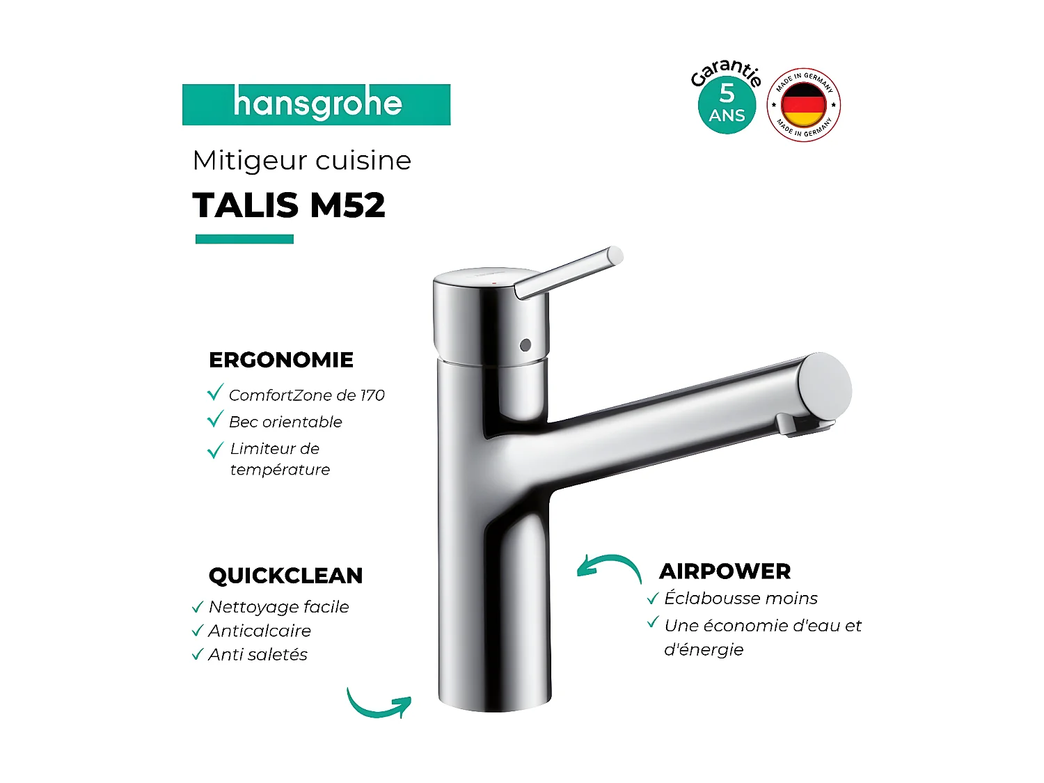 Robinet de cuisine HANSGROHE Talis M52 170 chromé