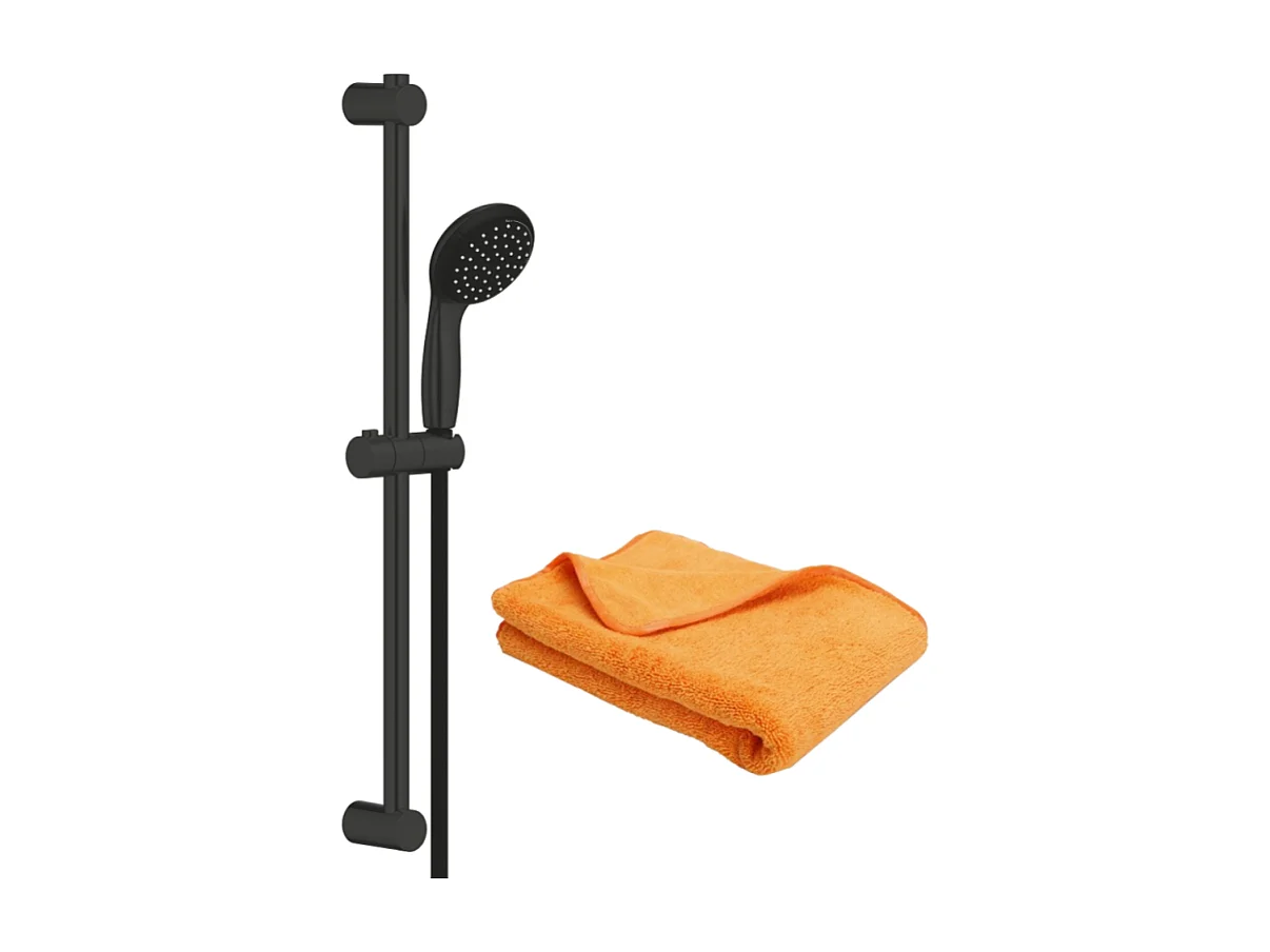 Pommeau de douche GROHE Vitalio Start 2 jets avec barre noir mat + microfibre