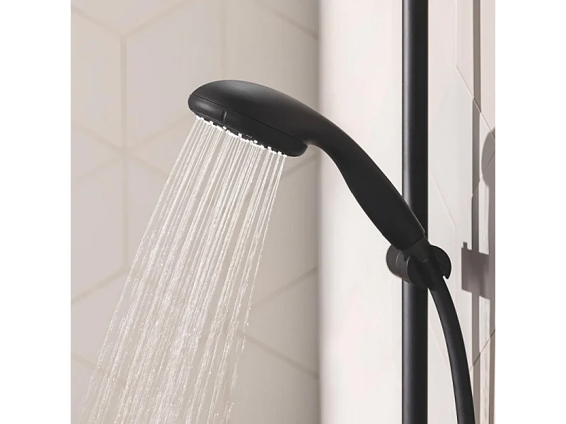 Pommeau de douche GROHE Vitalio Start 2 jets avec barre noir mat + microfibre