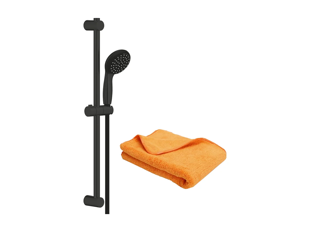 Pommeau de douche GROHE Vitalio Start 2 jets avec barre noir mat + microfibre