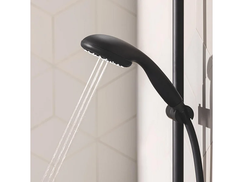 Pommeau de douche GROHE Vitalio Start 2 jets avec barre noir mat + microfibre