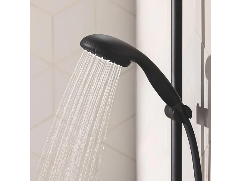 Pommeau de douche GROHE Vitalio Start 2 jets avec barre noir mat + microfibre