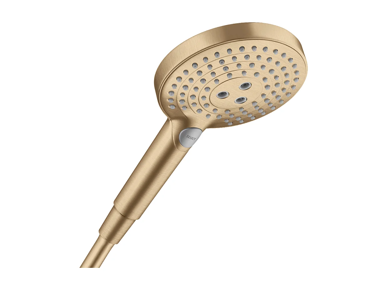 HANSGROHE Raindance Select S EcoSmart 120 Rociador de ducha de bronce cepillado de 3 chorros