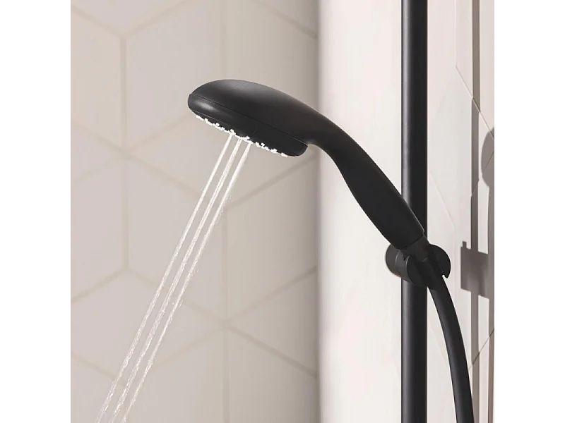 Pommeau de douche GROHE Vitalio Start 2 jets avec barre noir mat + nettoyant GrohClean