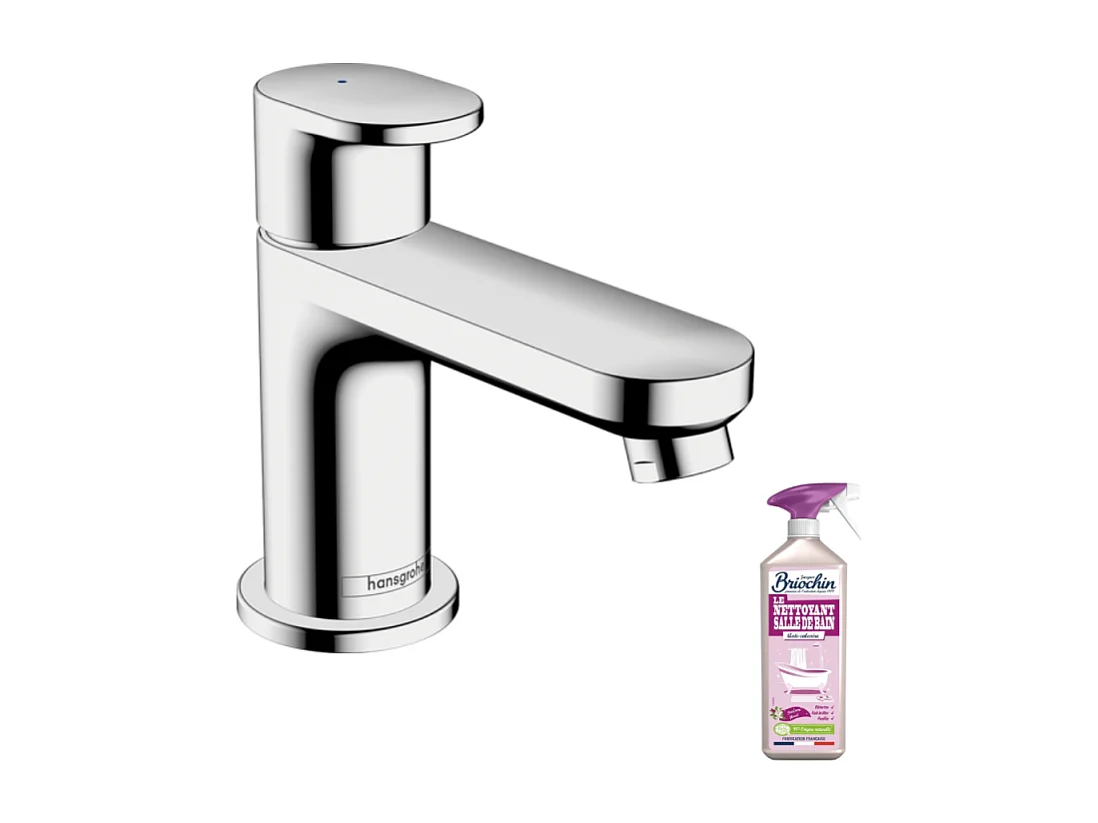 Mitigeur lave‑mains  HANSGROHE 70 sans tirette ni vidage chrome + nettoyant Briochin