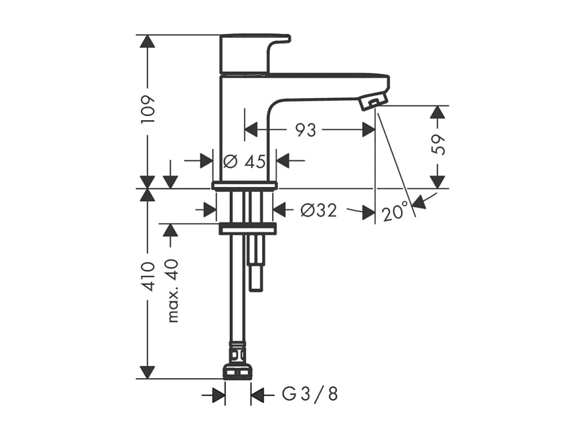 Mitigeur lave‑mains  HANSGROHE 70 sans tirette ni vidage chrome + nettoyant Briochin