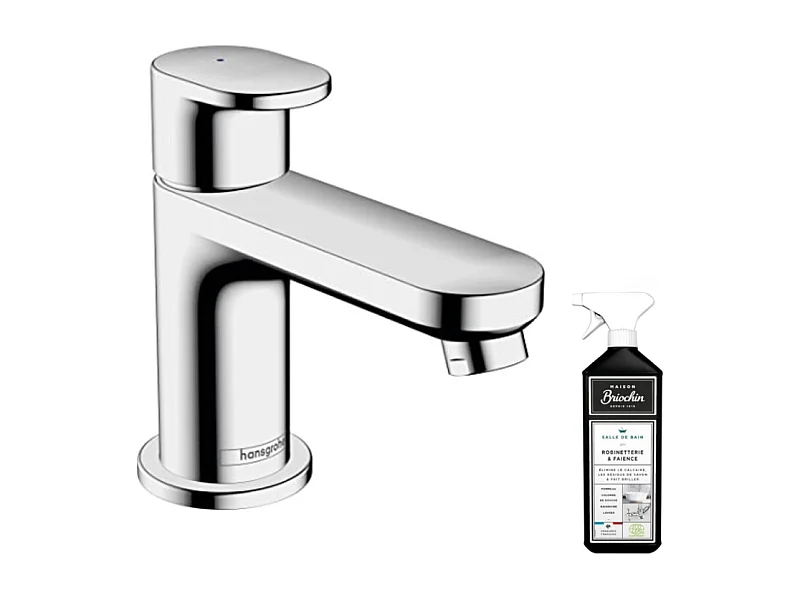 Mitigeur lave‑mains  HANSGROHE 70 sans tirette ni vidage chrome + nettoyant Briochin