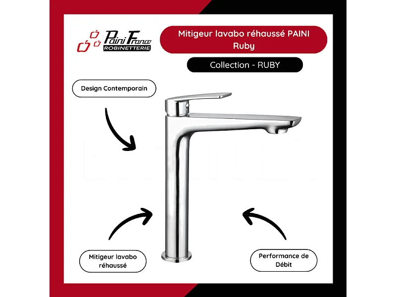 Mitigeur lavabo réhaussé PAINI Ruby Chrome