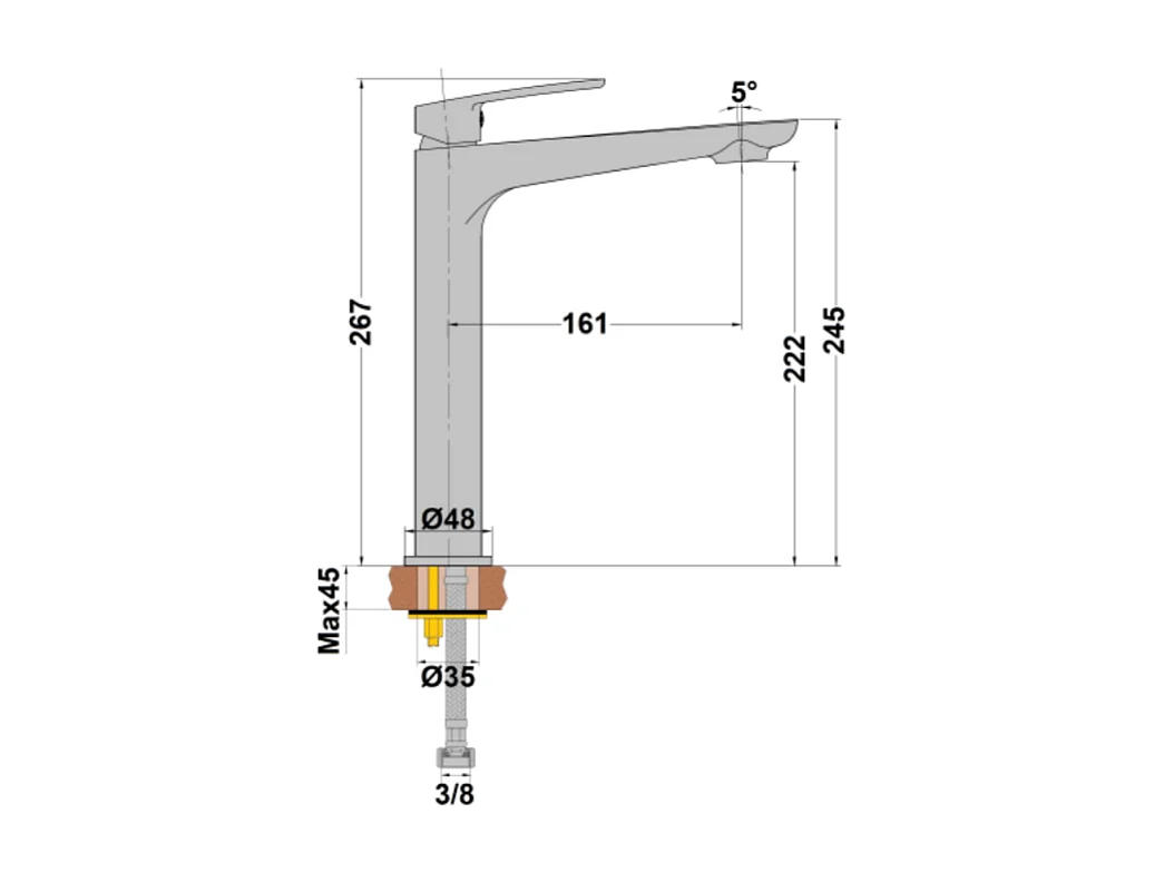 Mitigeur lavabo réhaussé PAINI Ruby Chrome