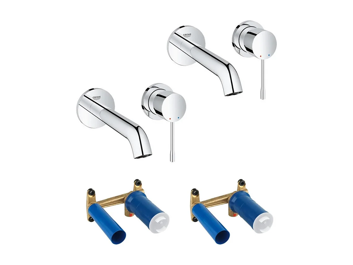 Lot de 2 robinets lavabo muraux GROHE Essence 2 trous taille M chromé