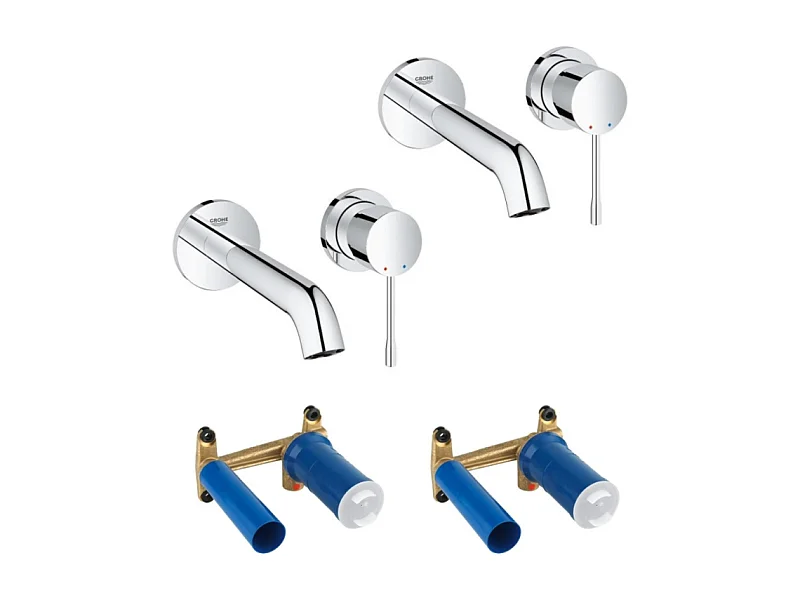 Lot de 2 robinets lavabo muraux GROHE Essence 2 trous taille M chromé