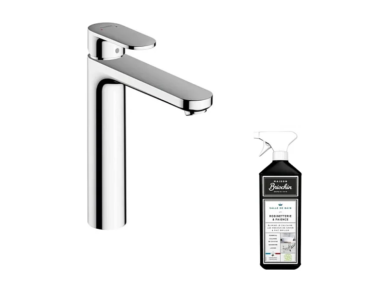 Mitigeur lavabo HANSGROHE Vernis Blend 190 avec tirette et vidage synthétique Chromé + nettoyant Briochin
