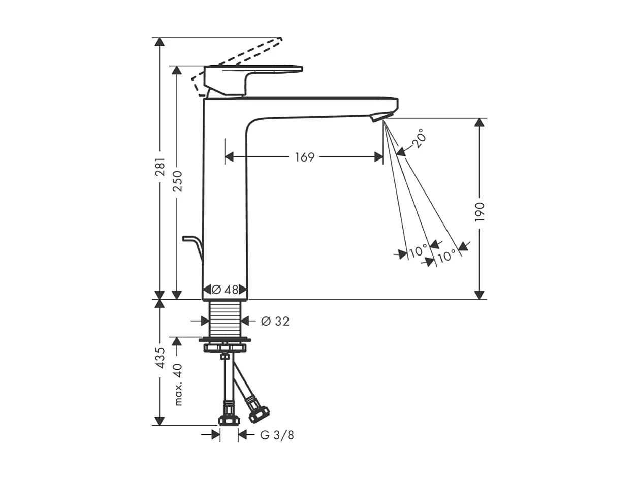 Mitigeur lavabo HANSGROHE Vernis Blend 190 avec tirette et vidage synthétique Chromé + nettoyant Briochin