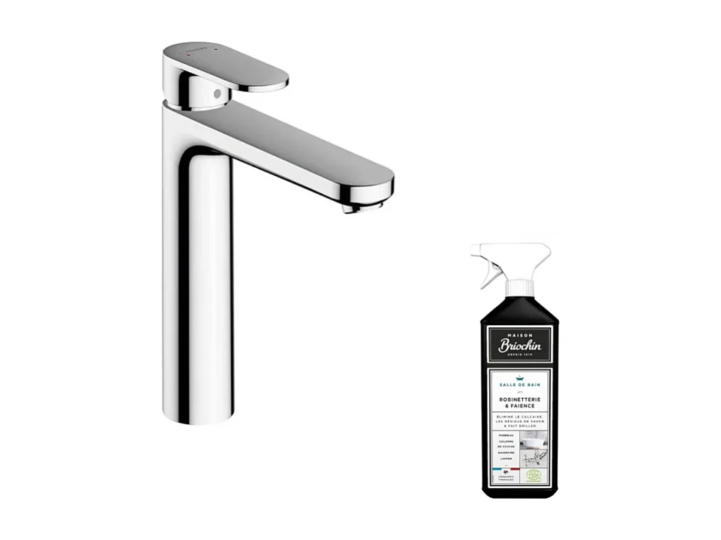 Mitigeur lavabo HANSGROHE Vernis Blend 190 avec tirette et vidage chromé + nettoyant Briochin