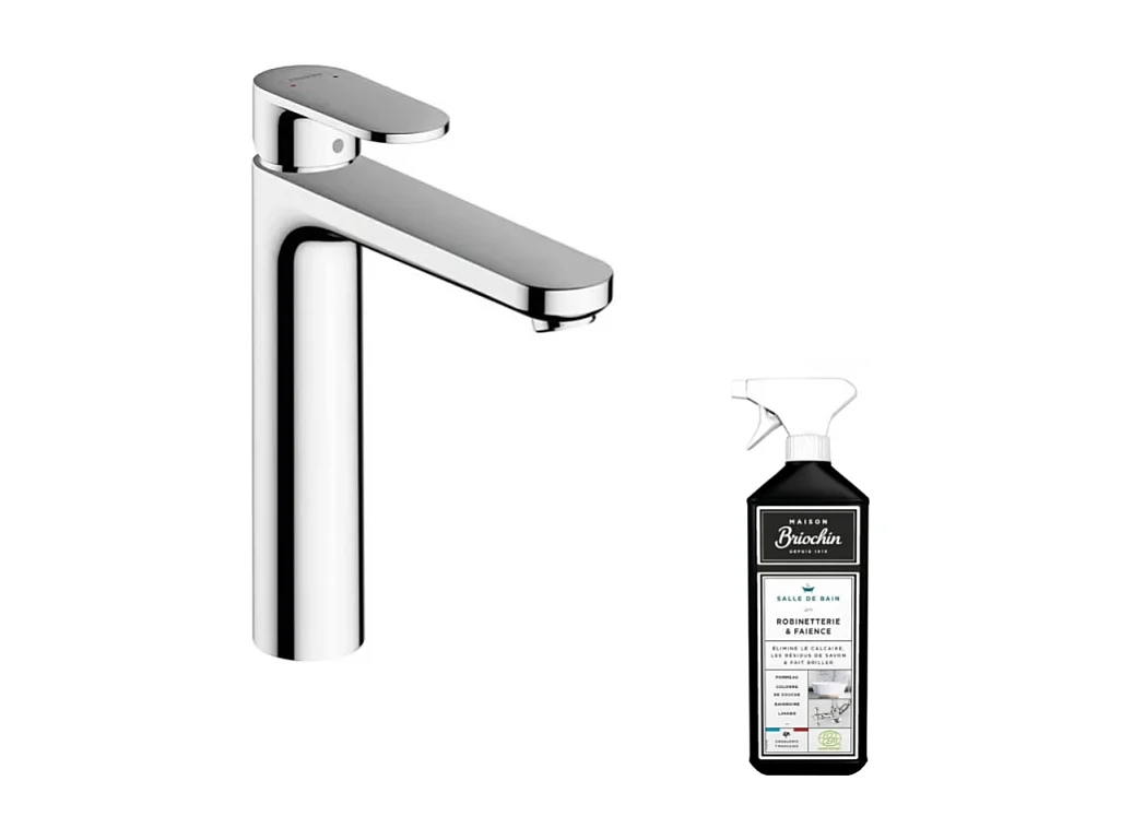 Mitigeur lavabo HANSGROHE Vernis Blend 190 avec tirette et vidage chromé + nettoyant Briochin