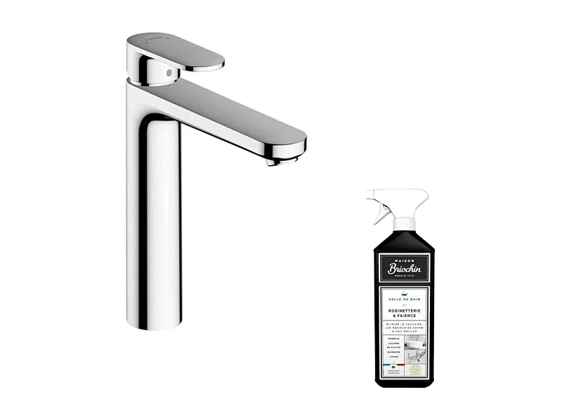 Mitigeur lavabo HANSGROHE Vernis Blend 190 avec tirette et vidage chromé + nettoyant Briochin