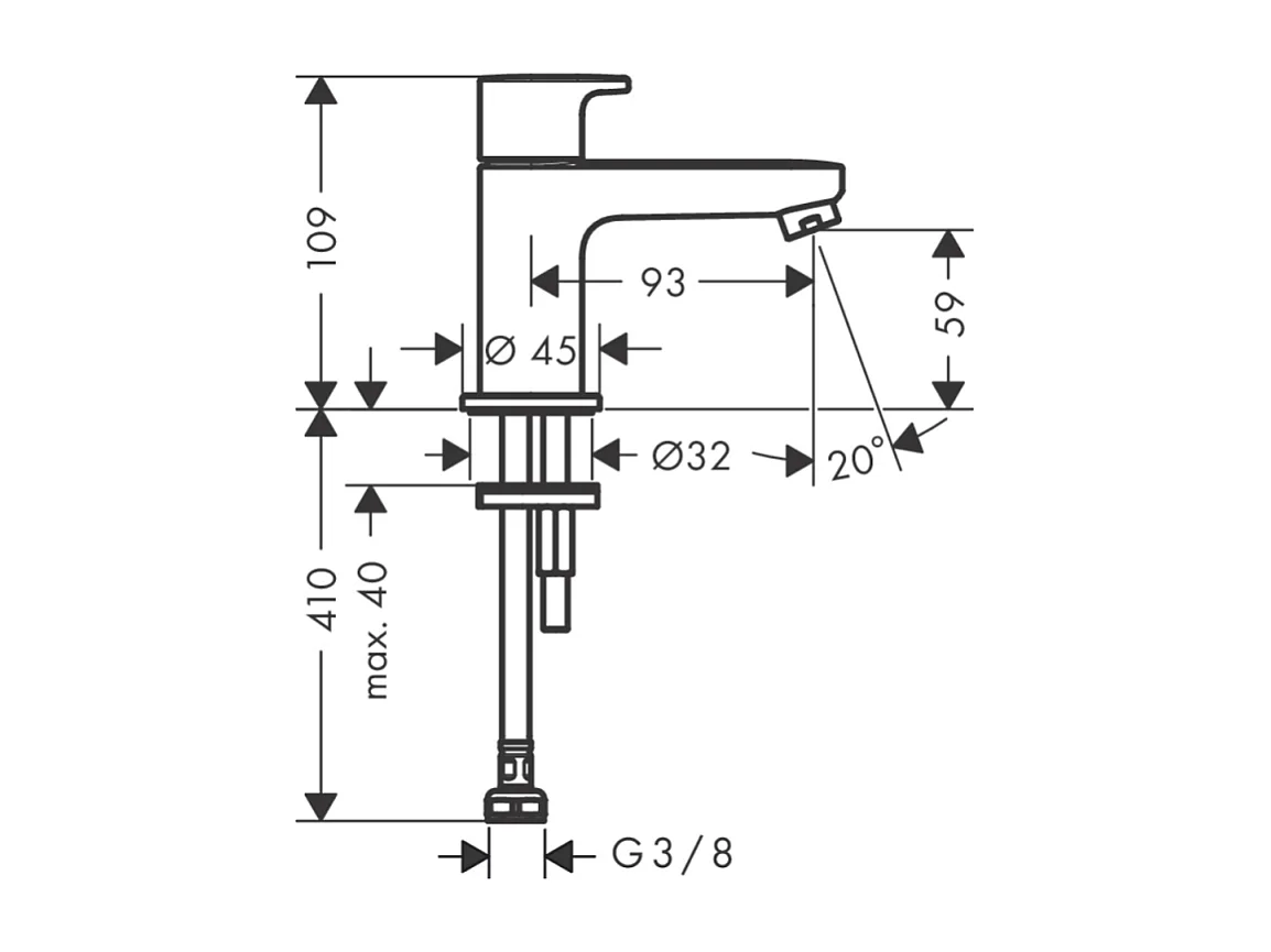 HANSGROHE Grifo para lavabo 70 agua fría sin extraíble ni desagüe cromo