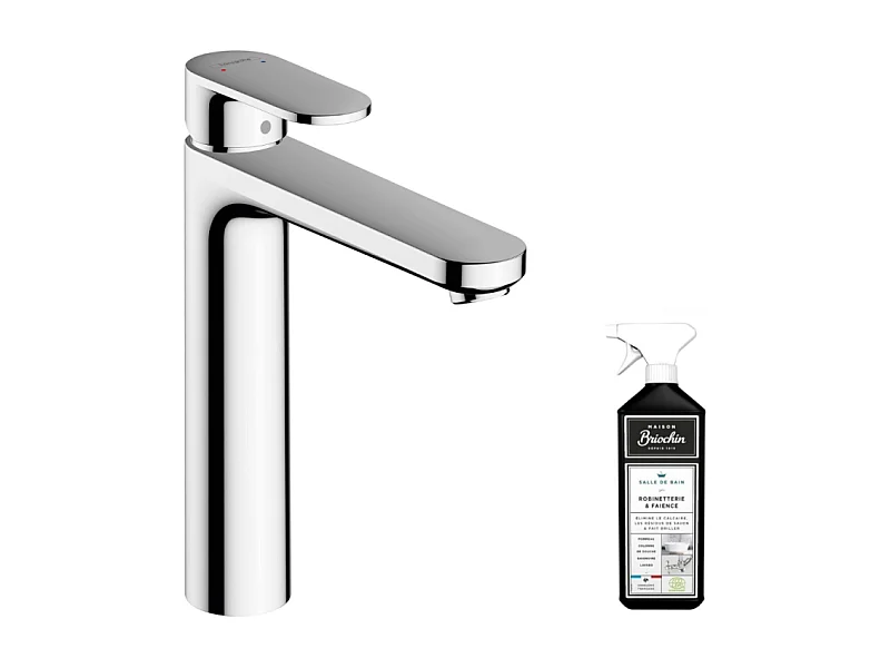 Mitigeur lavabo HANSGROHE 190 sans tirette ni vidage chrome + nettoyant Briochin