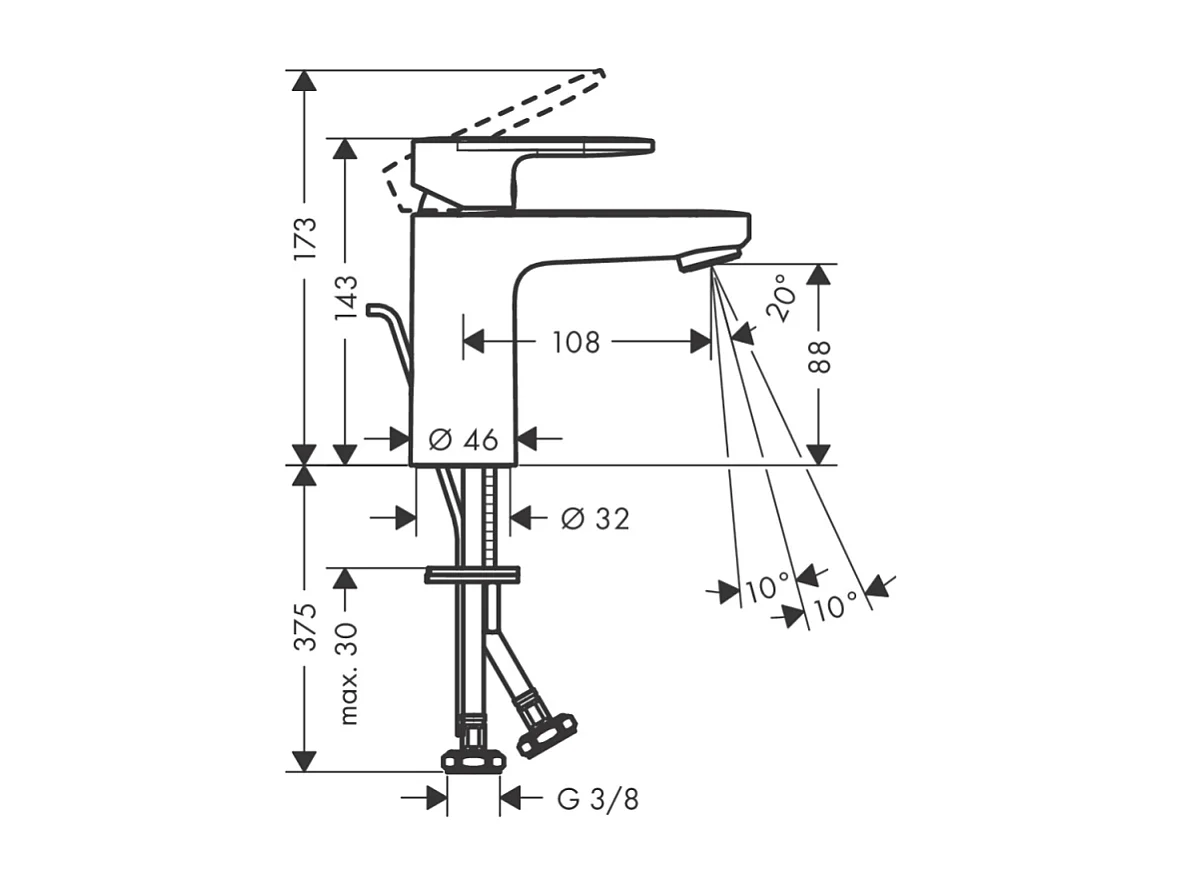 HANSGROHE Vernis Blend 100 Mezclador de lavabo cromado con desagüe automático extraíble y metal