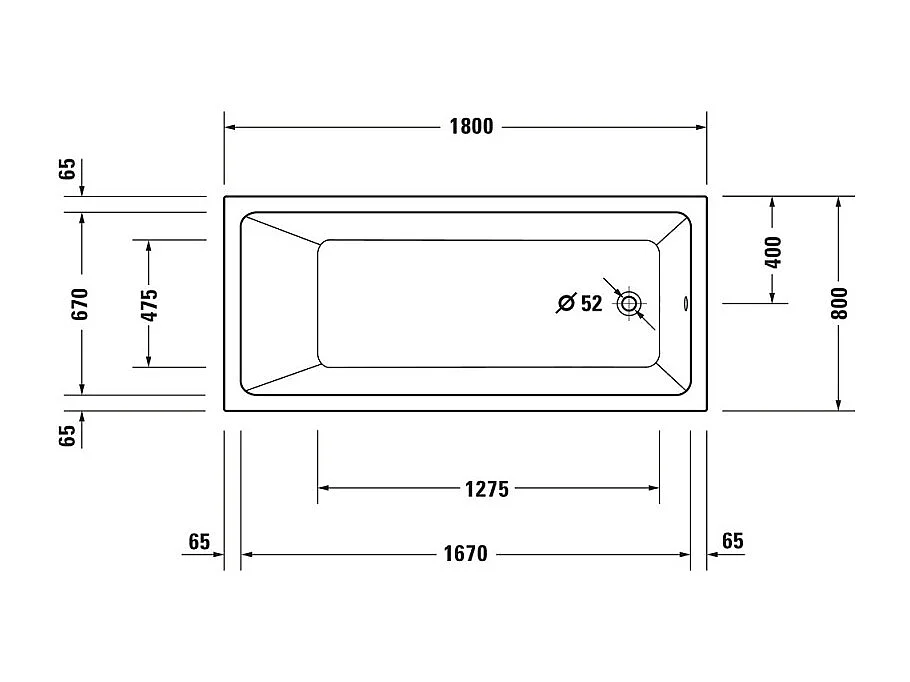 Baignoire droite 180 X 80 DURAVIT Duravit No.1