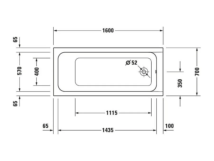 Baignoire droite 160x70 DURAVIT D-Code