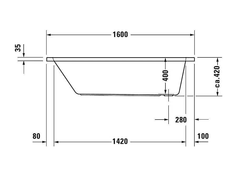 Baignoire droite 160x70 DURAVIT D-Code