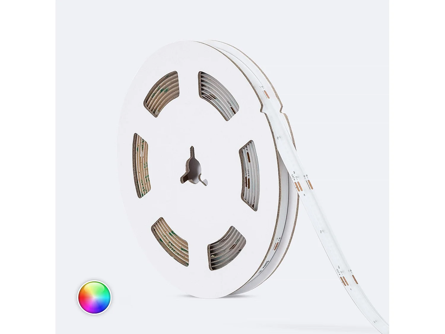 Bobina 5m Striscia LED 24V RGB COB 420 LED/m 18W/m Larga 10mm IP20 Taglio 5cm RGB