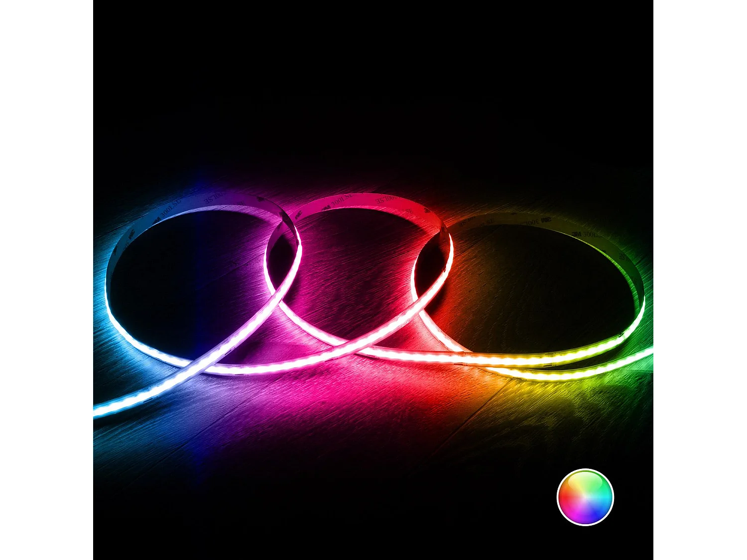 Ruban LED 24V RGB COB 420 LED/m 5m 18W/m Largeur 10mm Coupe 5cm IP20 RGB