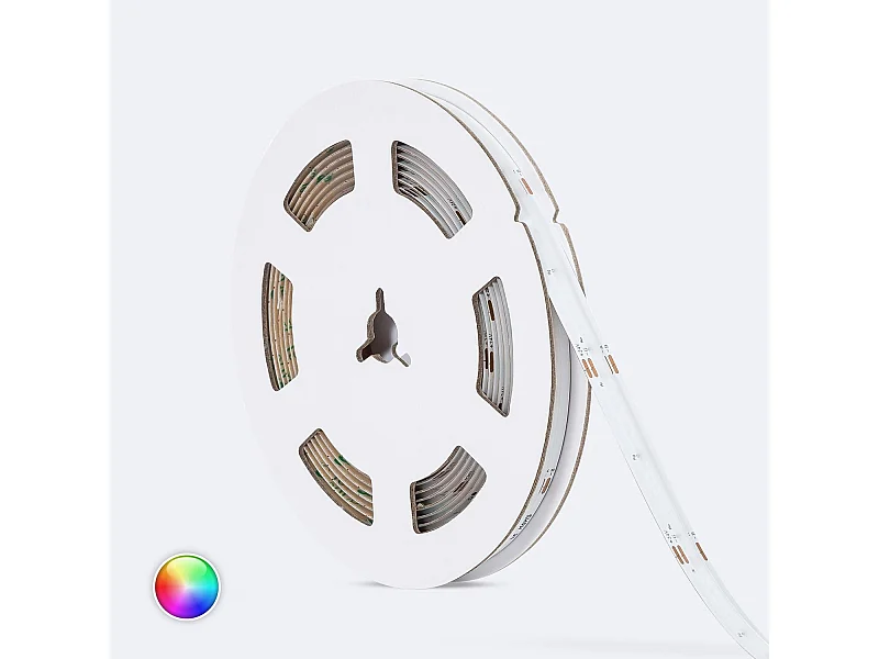 Ruban LED 24V RGB COB 420 LED/m 5m 18W/m Largeur 10mm Coupe 5cm IP20 RGB