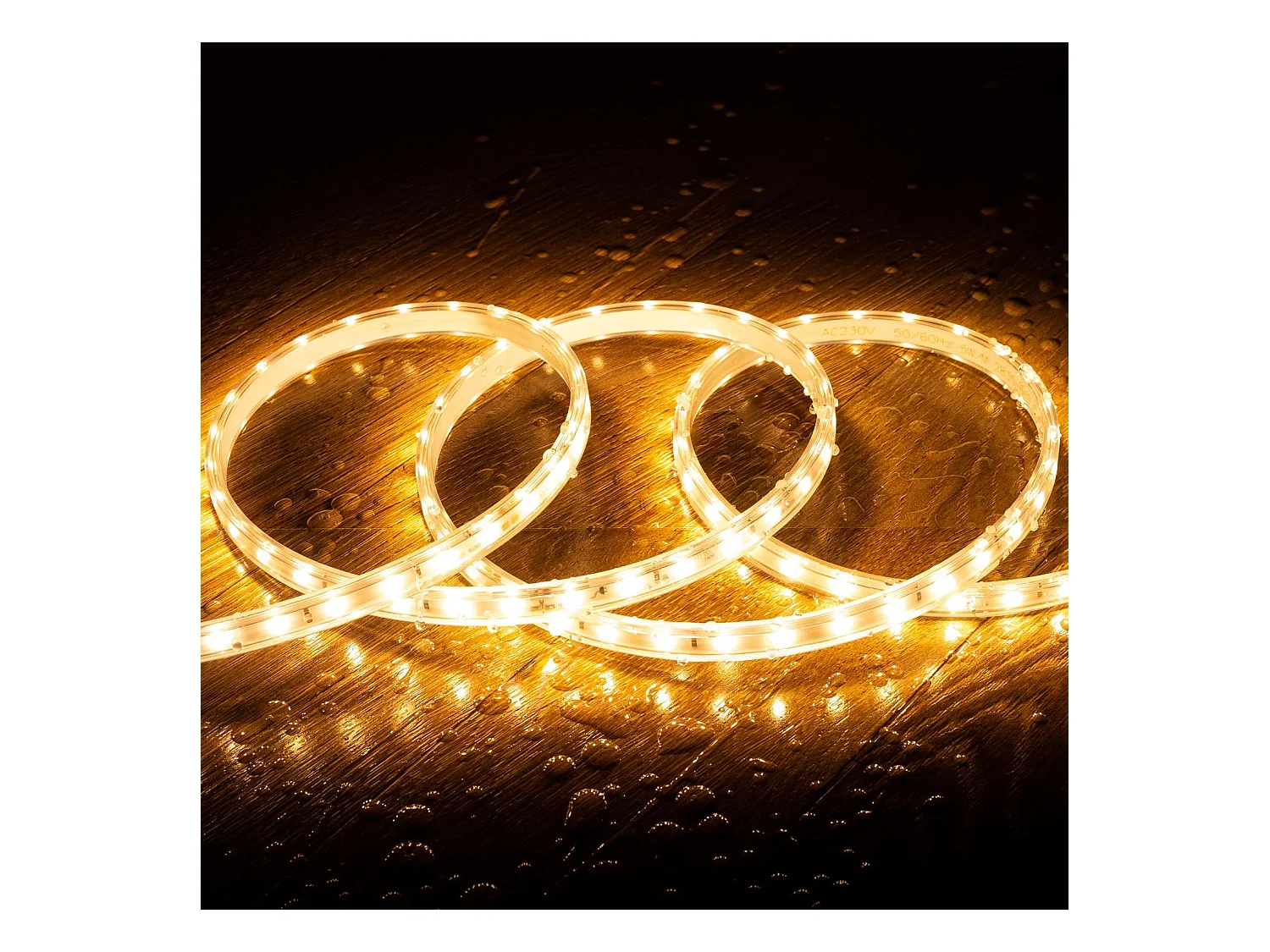 Ruban LED Dimmable 220V SMD 60 LED/m Chaud 5W/m 400lm/m Largeur 12mm Coupe 100cm IP65 Sur mesure 1 m