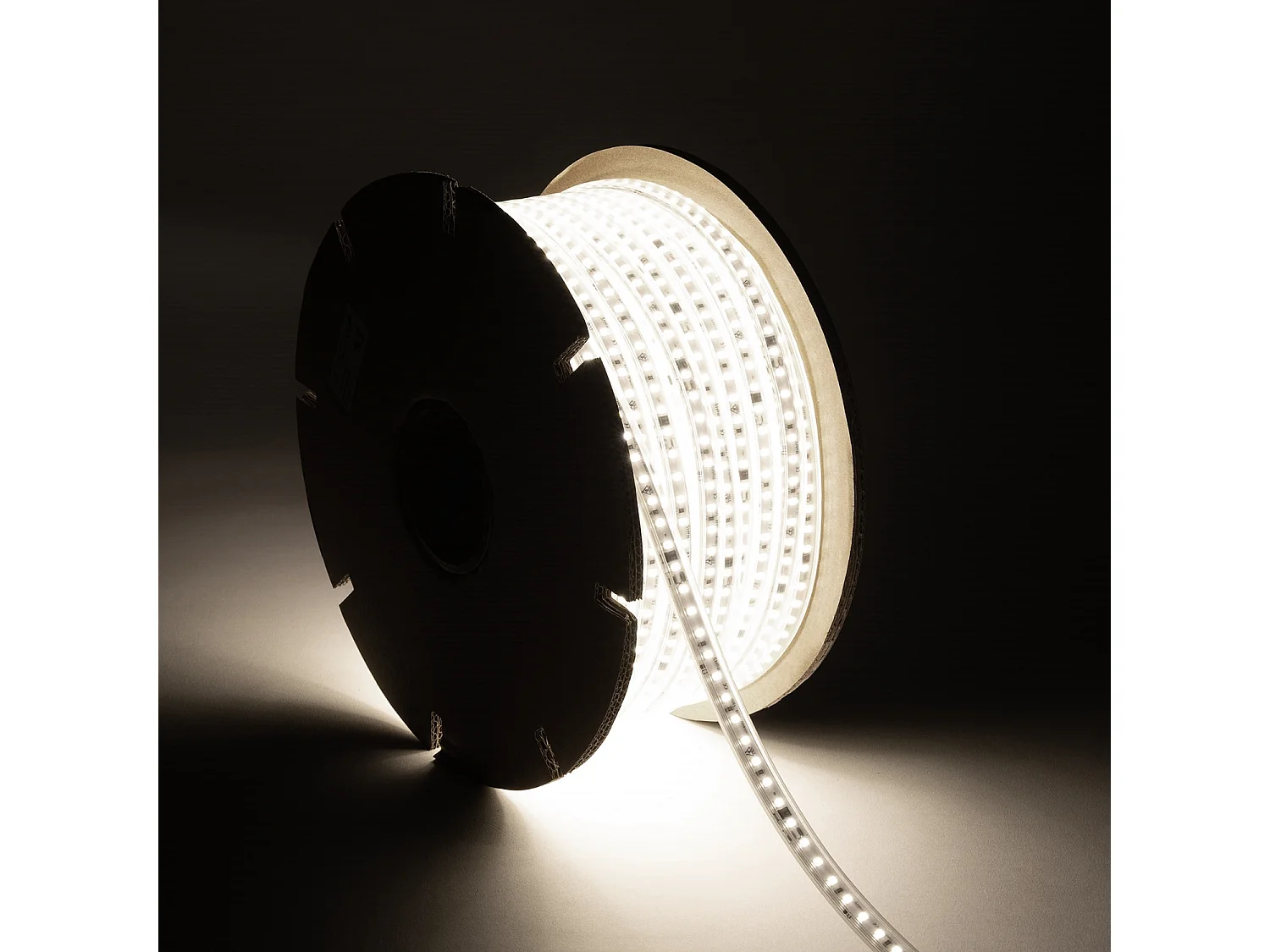 Bobina 50m Striscia LED Regolabile 220V SMD Autorettificata 120 LED/m 10W/m 1000lm/m Larga 12mm IP65 Taglio 10cm 6000K Bianco Freddo