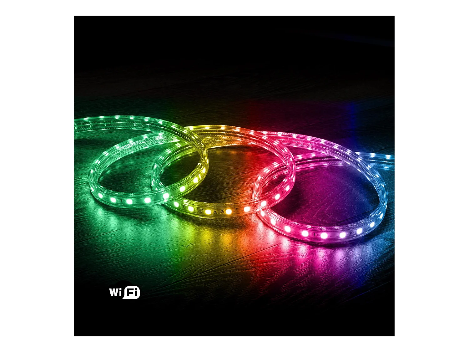 Ruban LED RGB 220V SMD 60 LED/m 10W/m Largeur 16mm Coupe 100cm IP65 Contrôle WiFi 3 m
