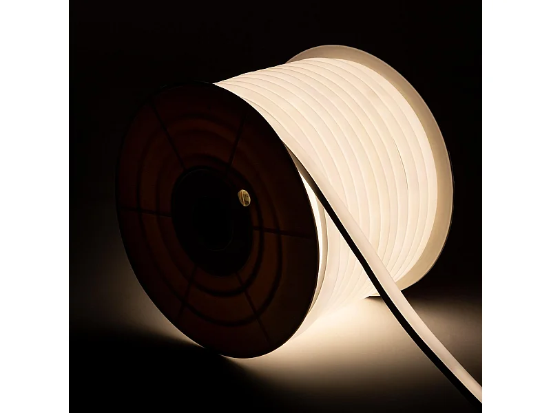 Bobina 50m Striscia LED Neon Regolabile 220V Bianco Naturale Semicircolare 180 7.5W/m IP67 Taglio 100cm 4000K Bianco Naturale