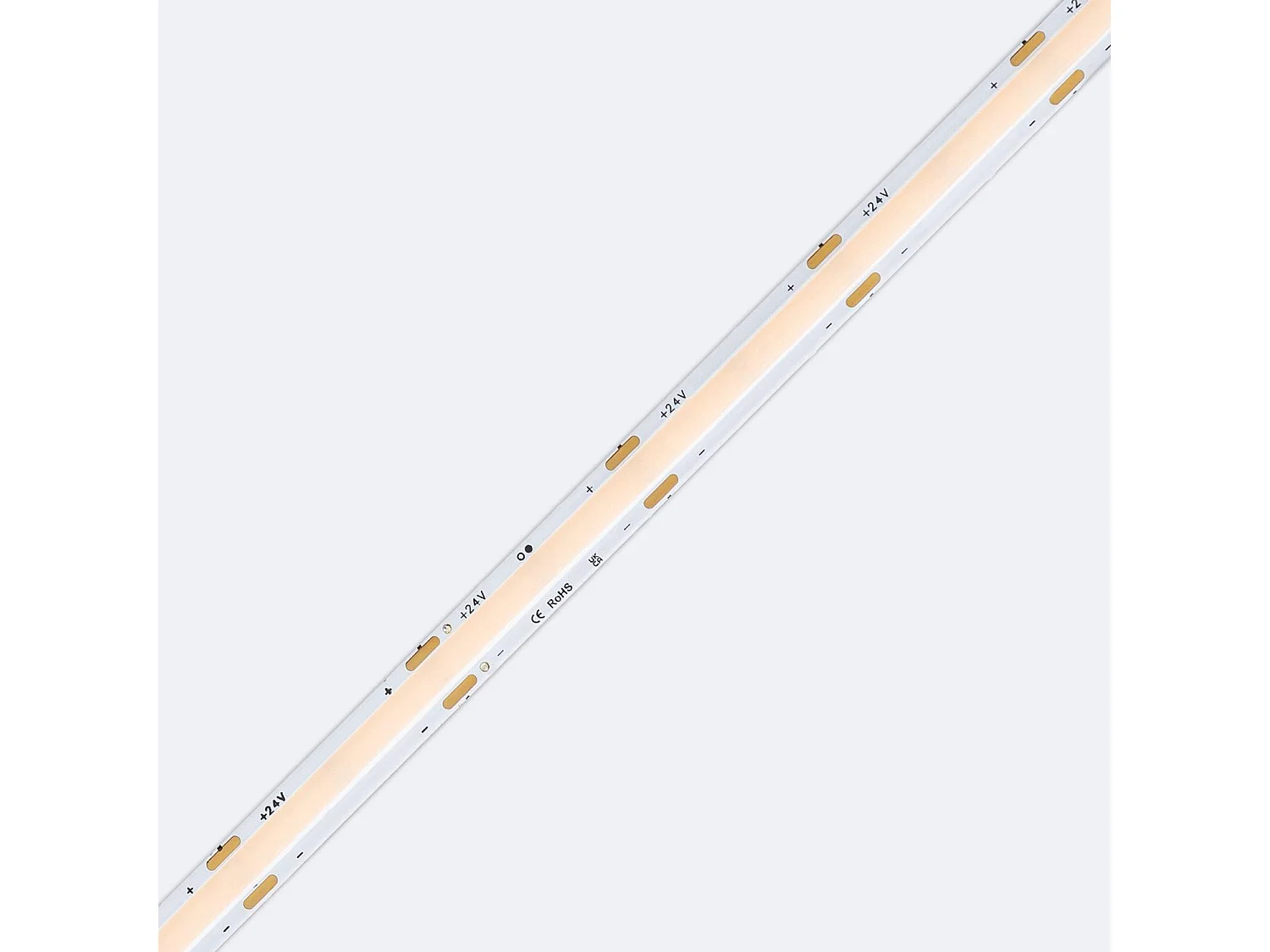Ruban LED 24V WCOB 256 LED/m 5m 10W/m 1100lm/m Largeur 8mm Coupe 3.2cm IP20 CRI90 2700K Blanc chaud