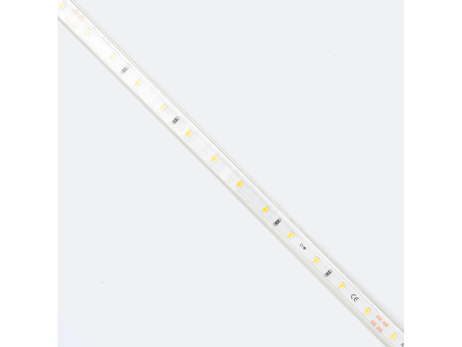 Ruban LED Dimmable 220V SMD 60 LED/m BOBINE 50m 6W/m 600lm/m Largeur 12mm Coupe 20cm IP65 Blanc chaud