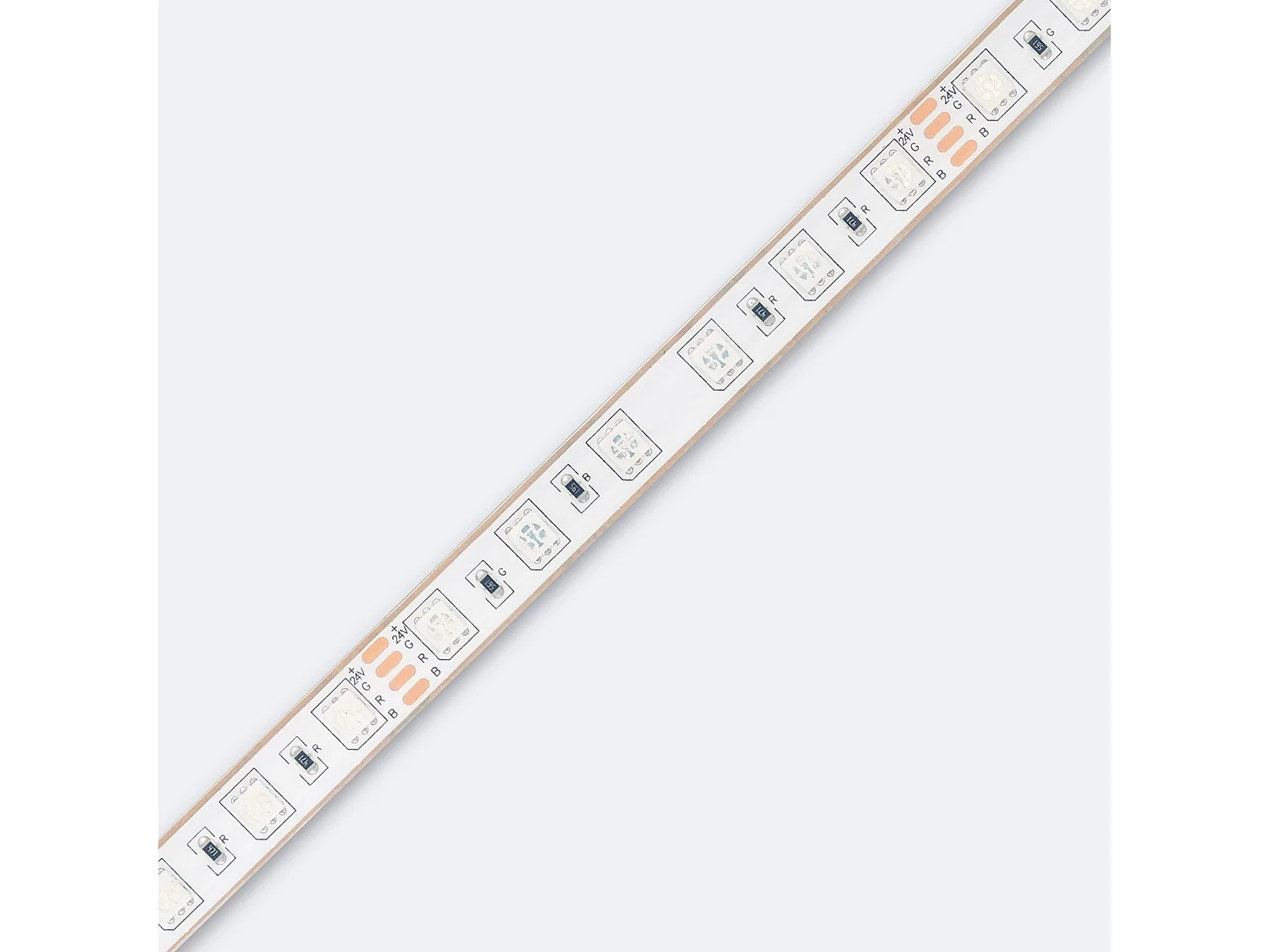 Ruban LED 24V RGB SMD 60 LED/m 5m 10W/m Largeur 12mm Coupe 10cm IP68 SILICONE FLEX RGB