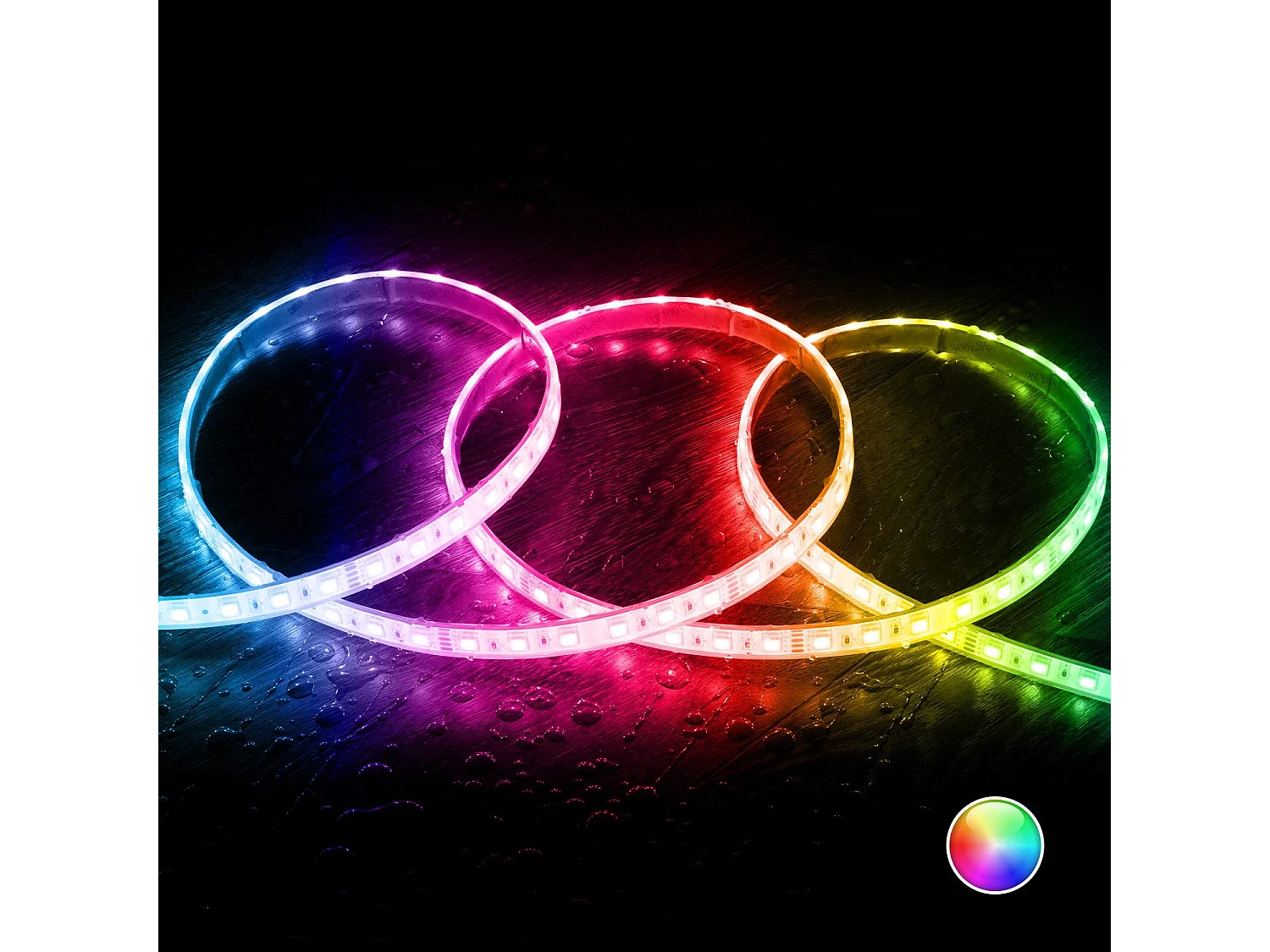 Ruban LED 24V RGB SMD 60 LED/m 5m 10W/m Largeur 12mm Coupe 10cm IP68 SILICONE FLEX RGB