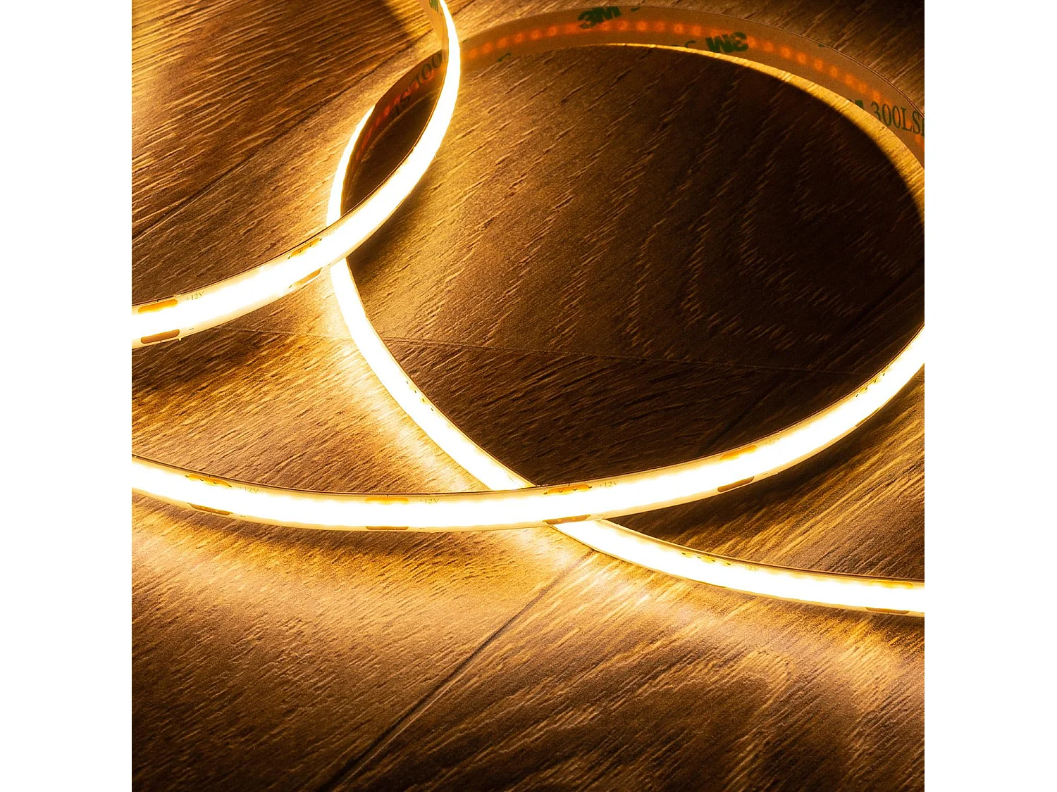 Bobina 5m Striscia LED 12V COB 320 LED/m 10W/m 1000lm/m Larga 8mm IP20 CRI90 Taglio 2,5cm 2700K Bianco Caldo