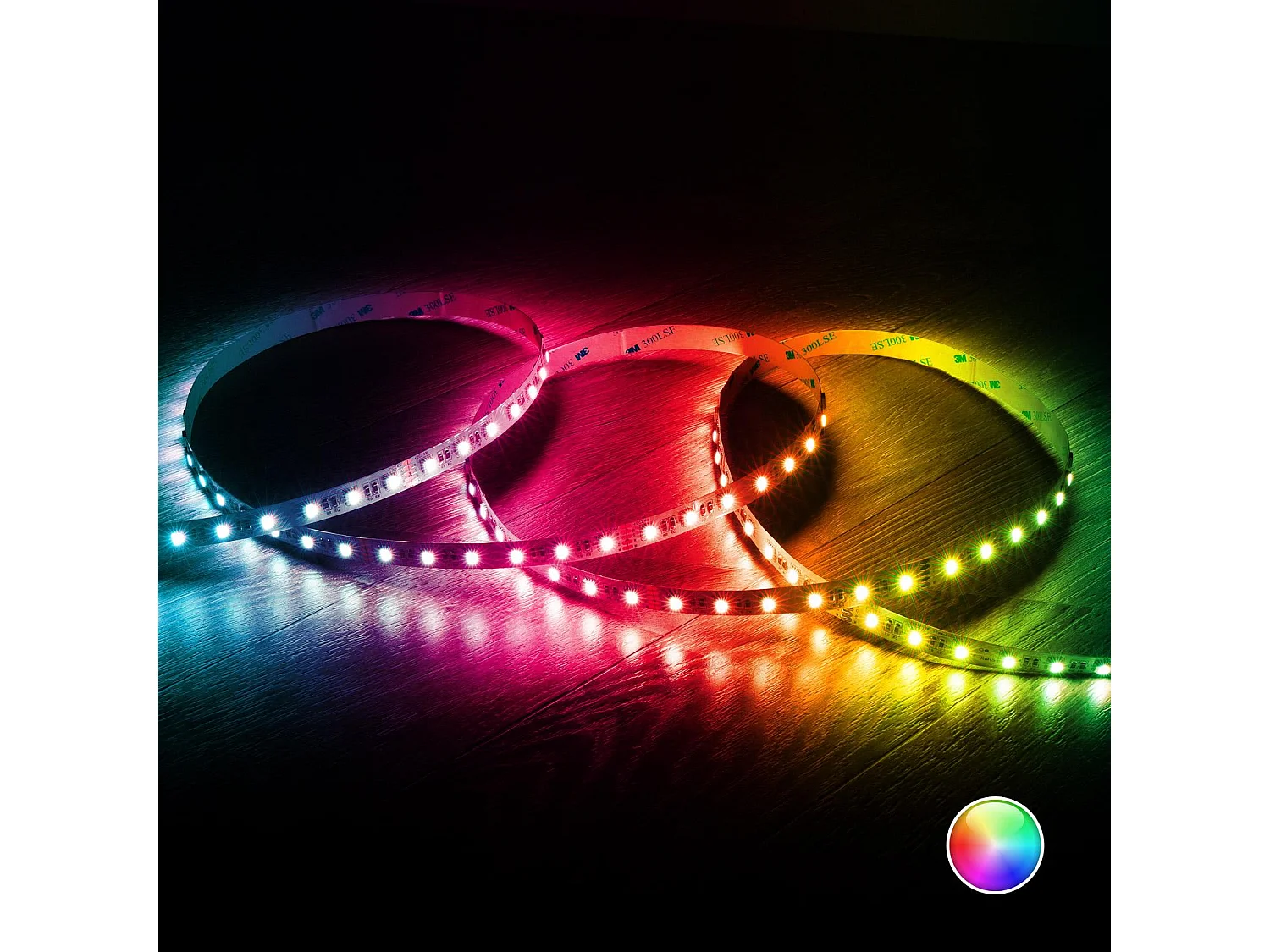 Ruban LED 24V RGBW SMD 60LED/m 5m 10W/m Largeur 12mm Coupe 10cm IP20 RGBW