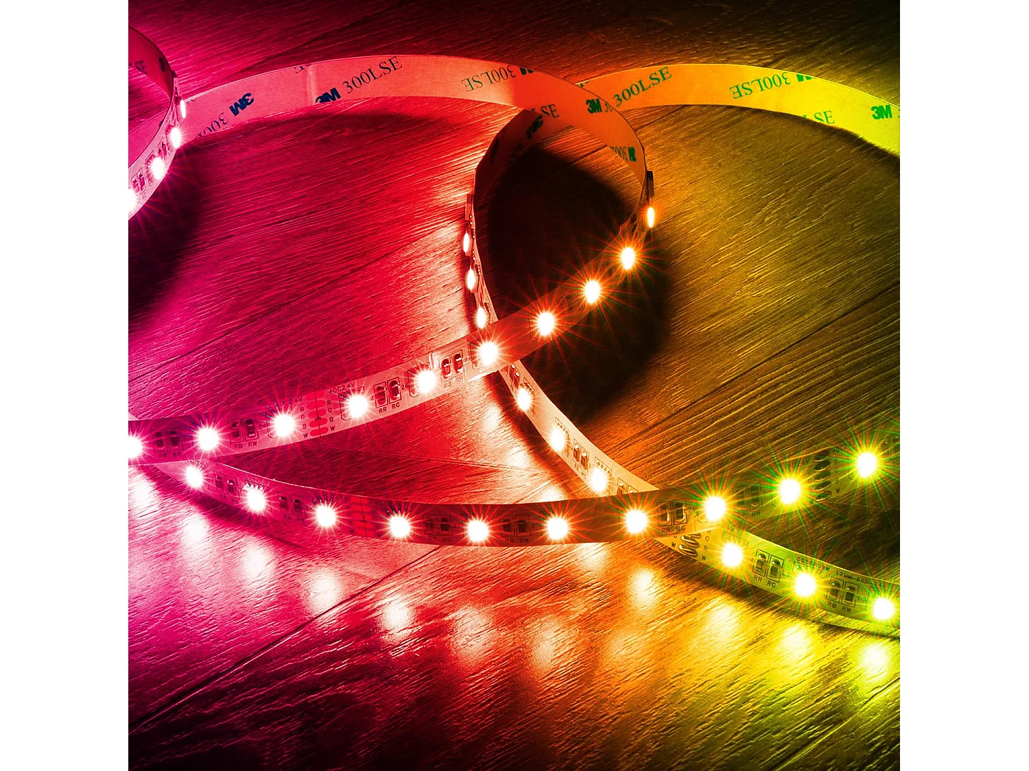 Ruban LED 24V RGBW SMD 60LED/m 5m 10W/m Largeur 12mm Coupe 10cm IP20 RGBW