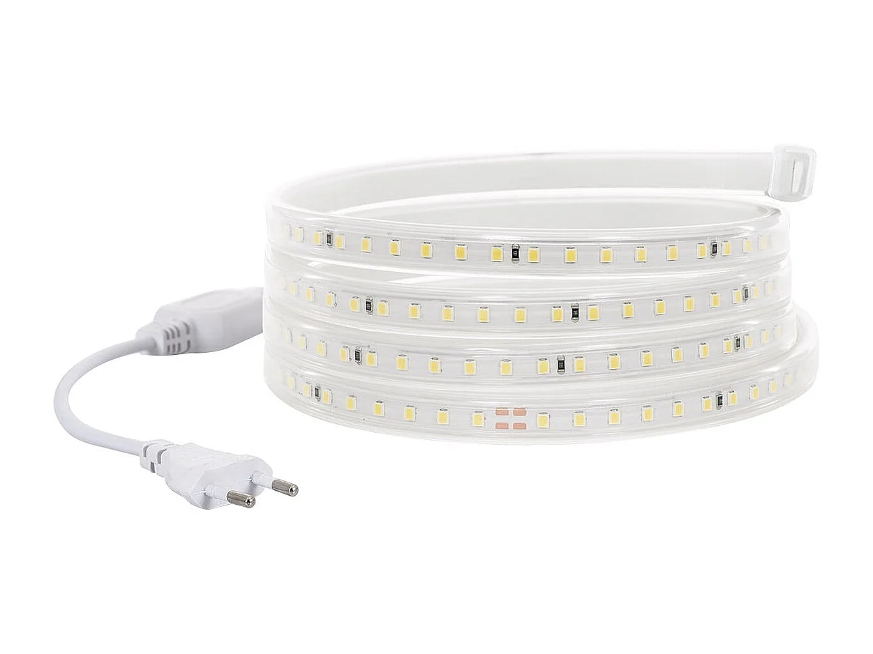 Striscia LED Regolabile 220V SMD 120 LED/m Bianco Caldo 7.5W/m 750lm/m Larga 12mm IP65 Taglio 100cm 25 m
