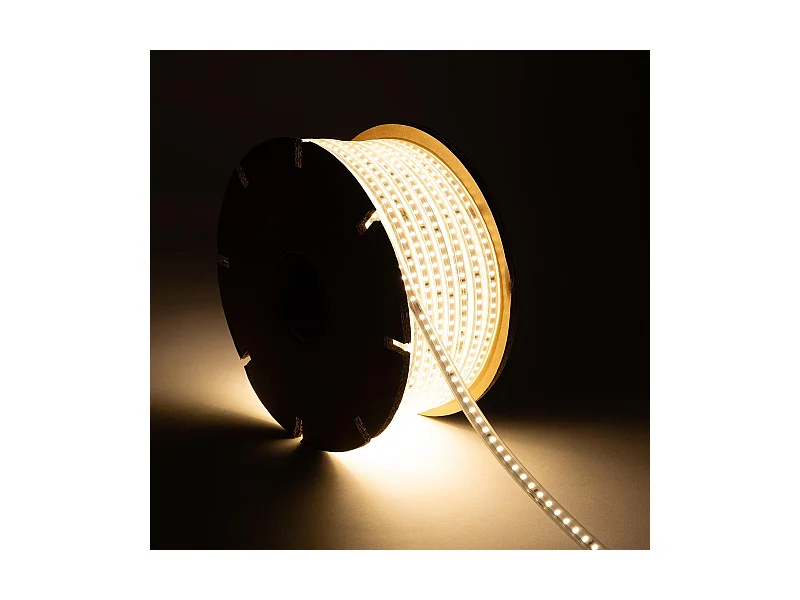 Bobina 50m Striscia LED Regolabile 220V SMD 120 LED/m 7.5W/m 750lm/m Larga 12mm IP65 Taglio 20/100cm 4000K Bianco Naturale